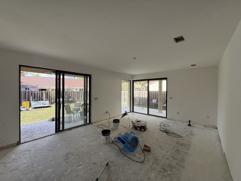 Walls painted and slab prepped for tile.